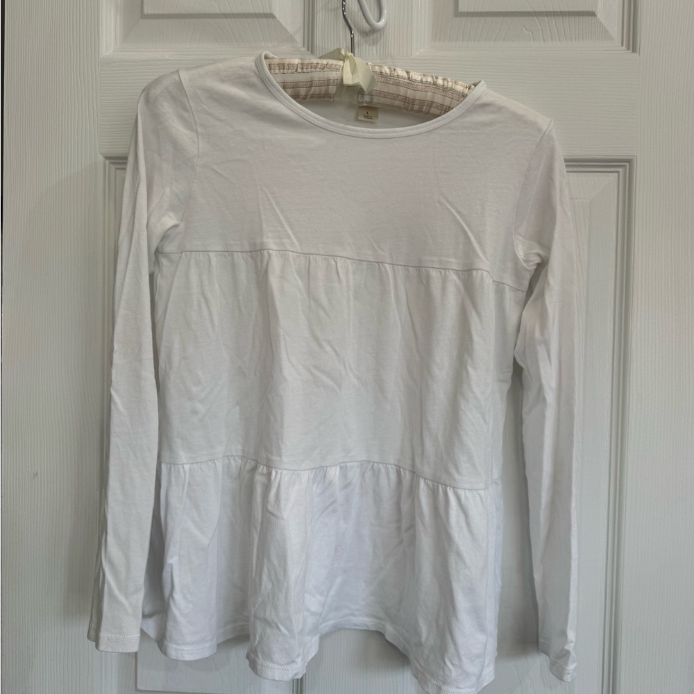 Crewcuts White Peplum Long Sleeve Tee